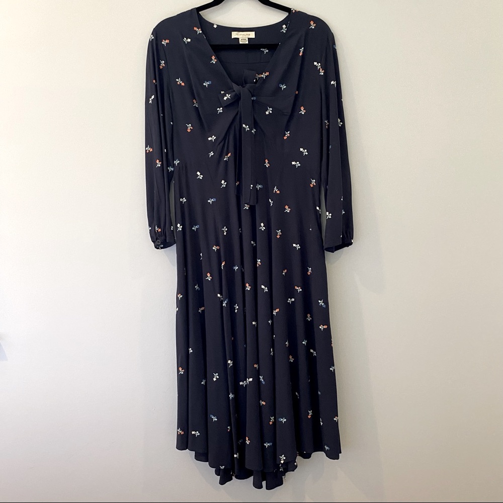 Navy floral print midi dress from Anthropologie size medium